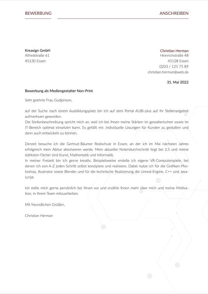 Anschreiben Turing Anschreiben Turing