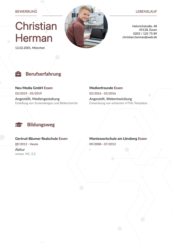Lebenslauf Seite 1 Turing